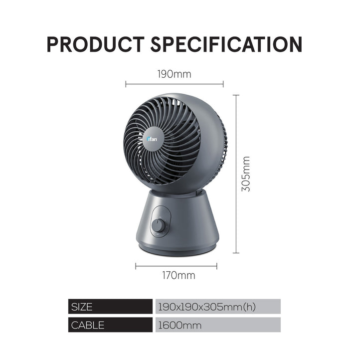 iFan 8" Air Circulator Fan – Whisper-Quiet, Compact, Powerful Cooling (IF7400)