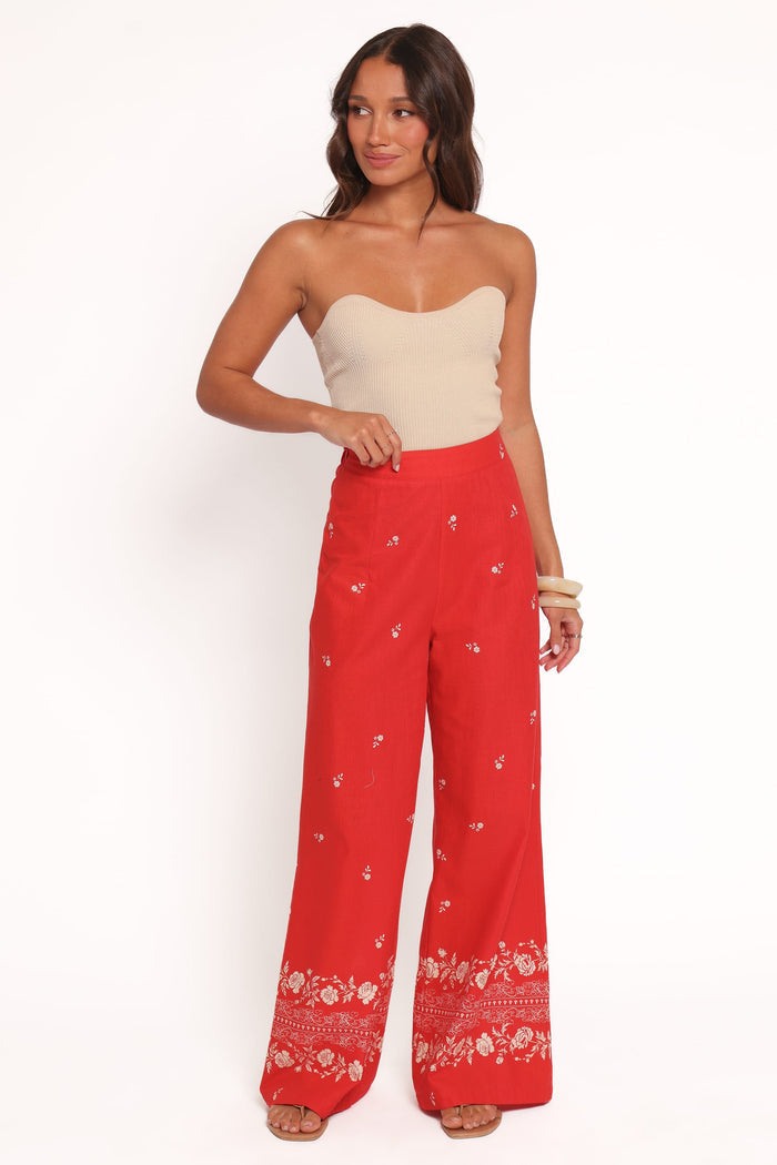 Petal and Pup USA BOTTOMS Ilara Pant - Red Floral