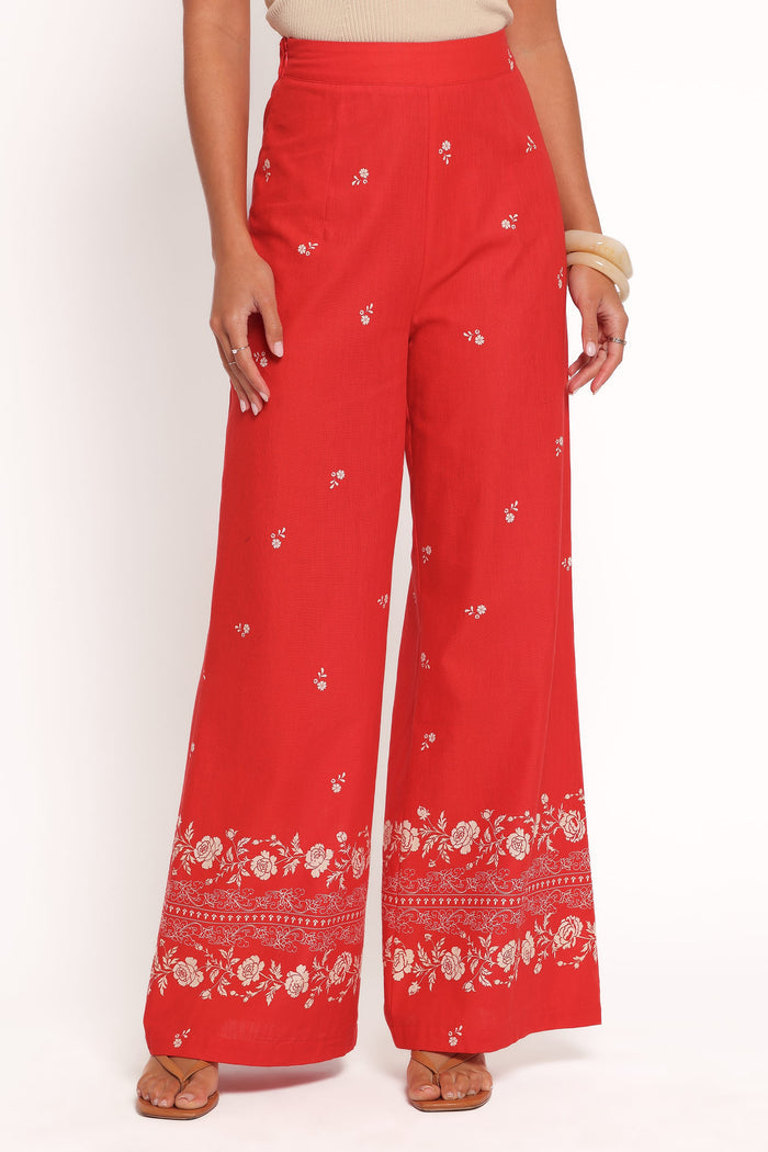 Petal and Pup USA BOTTOMS Ilara Pant - Red Floral
