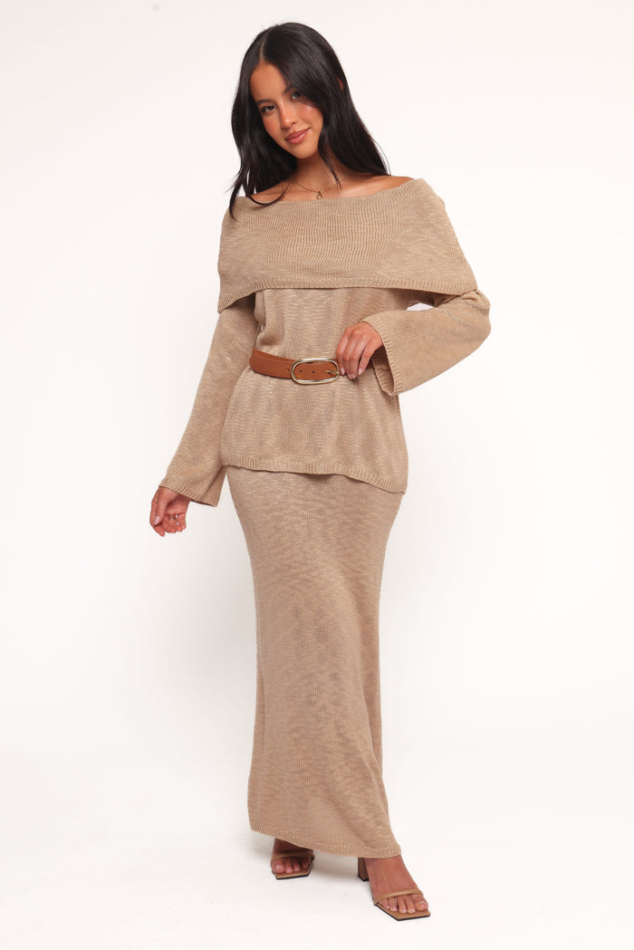Petal and Pup USA TOPS Indya Off Shoulder Top - Mocha