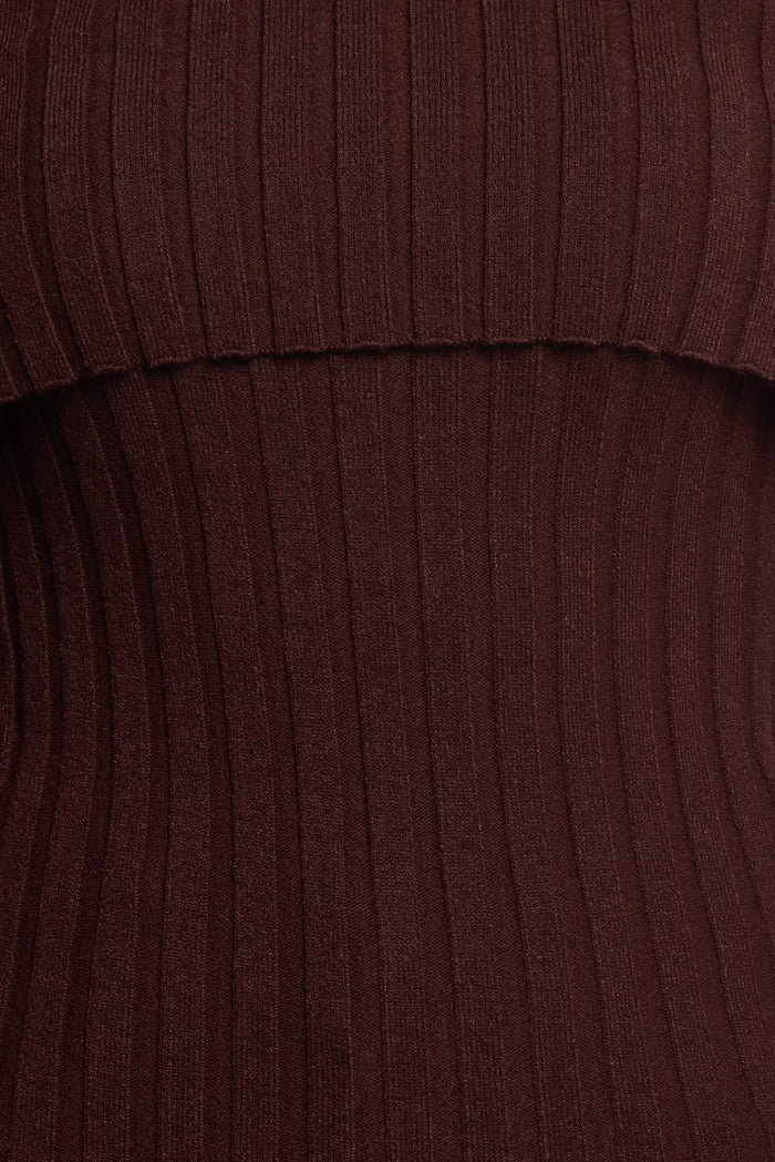 Petal and Pup USA TOPS Inora Off Shoulder Knit Top - Chocolate