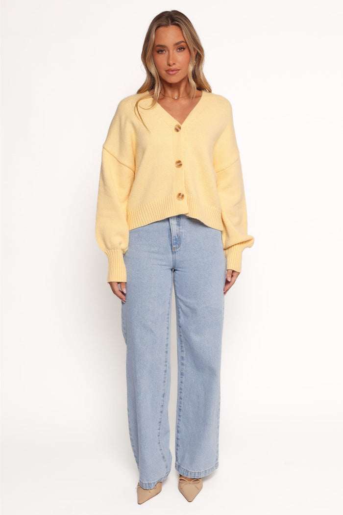 Petal and Pup USA KNITWEAR Isabel Button Front Cardigan - Yellow (Hold for Rack)