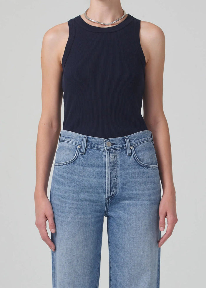 Isabel Rib Tank in Navy