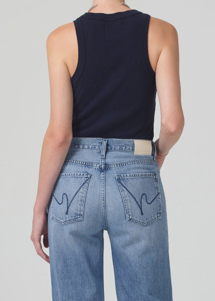 Isabel Rib Tank in Navy
