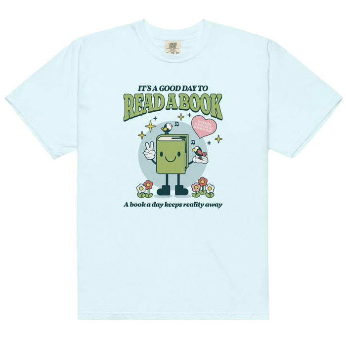 It's A Good Day To Read A Book Tee Shirt - The Bean Workshop - book lover, bookish, box tee, cute, read everyday, retro