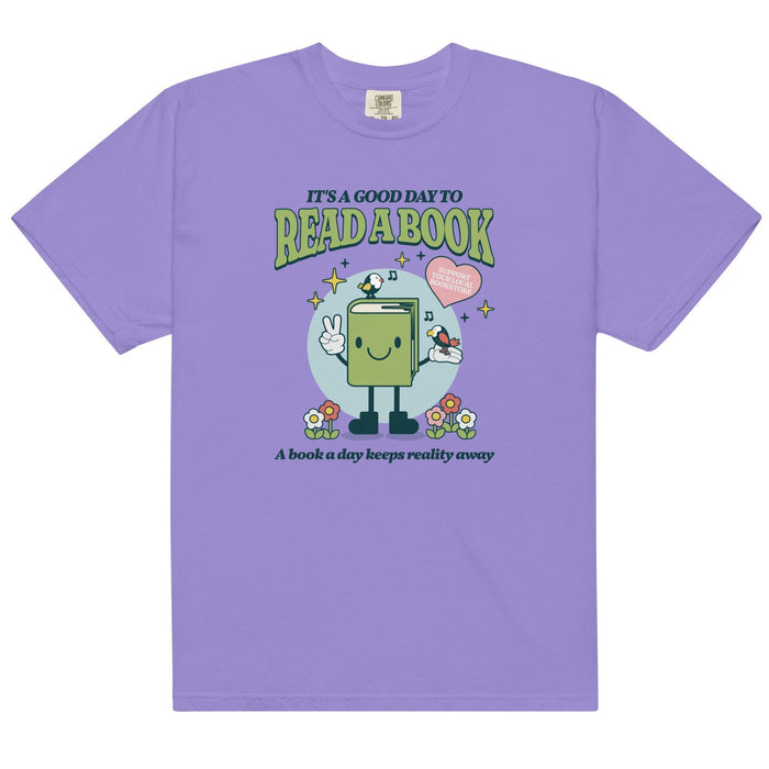 It's A Good Day To Read A Book Tee Shirt - The Bean Workshop - book lover, bookish, box tee, cute, read everyday, retro
