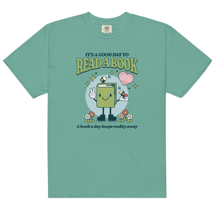 It's A Good Day To Read A Book Tee Shirt - The Bean Workshop - book lover, bookish, box tee, cute, read everyday, retro
