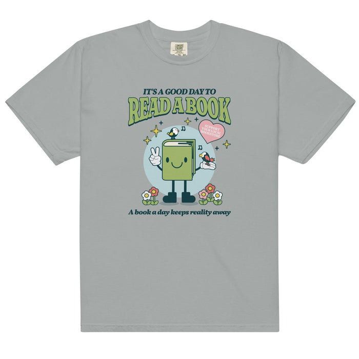 It's A Good Day To Read A Book Tee Shirt - The Bean Workshop - book lover, bookish, box tee, cute, read everyday, retro