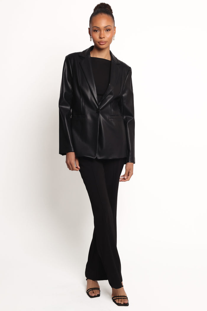 Petal and Pup USA OUTERWEAR Jamie Faux Leather Blazer - Black
