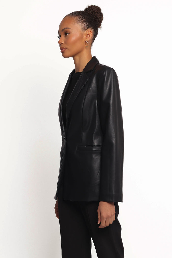 Petal and Pup USA OUTERWEAR Jamie Faux Leather Blazer - Black