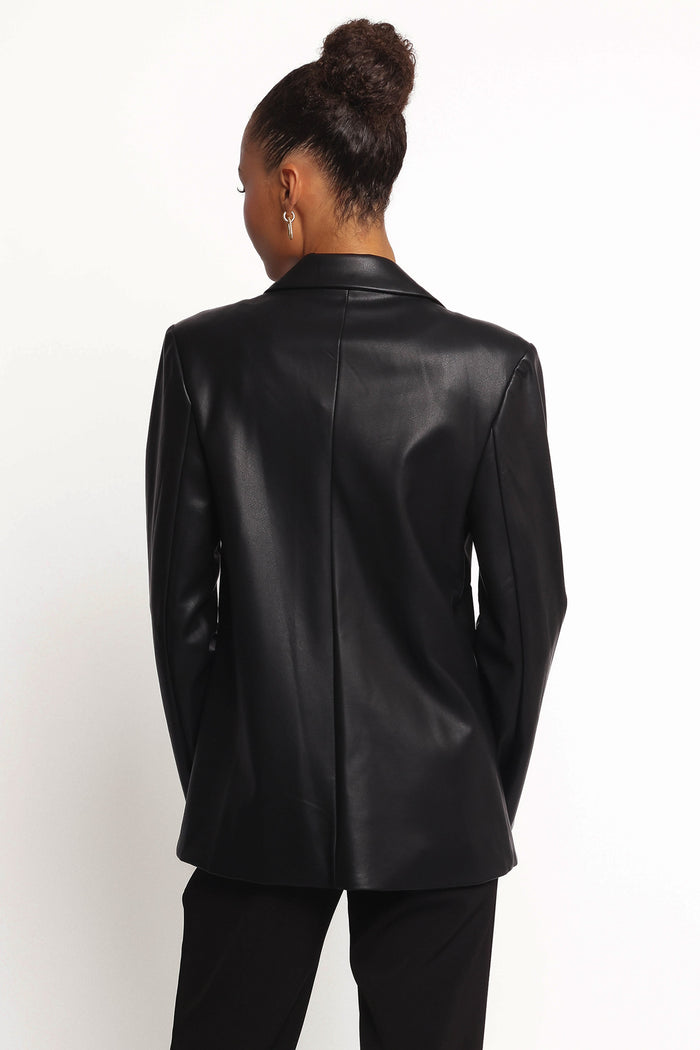Petal and Pup USA OUTERWEAR Jamie Faux Leather Blazer - Black