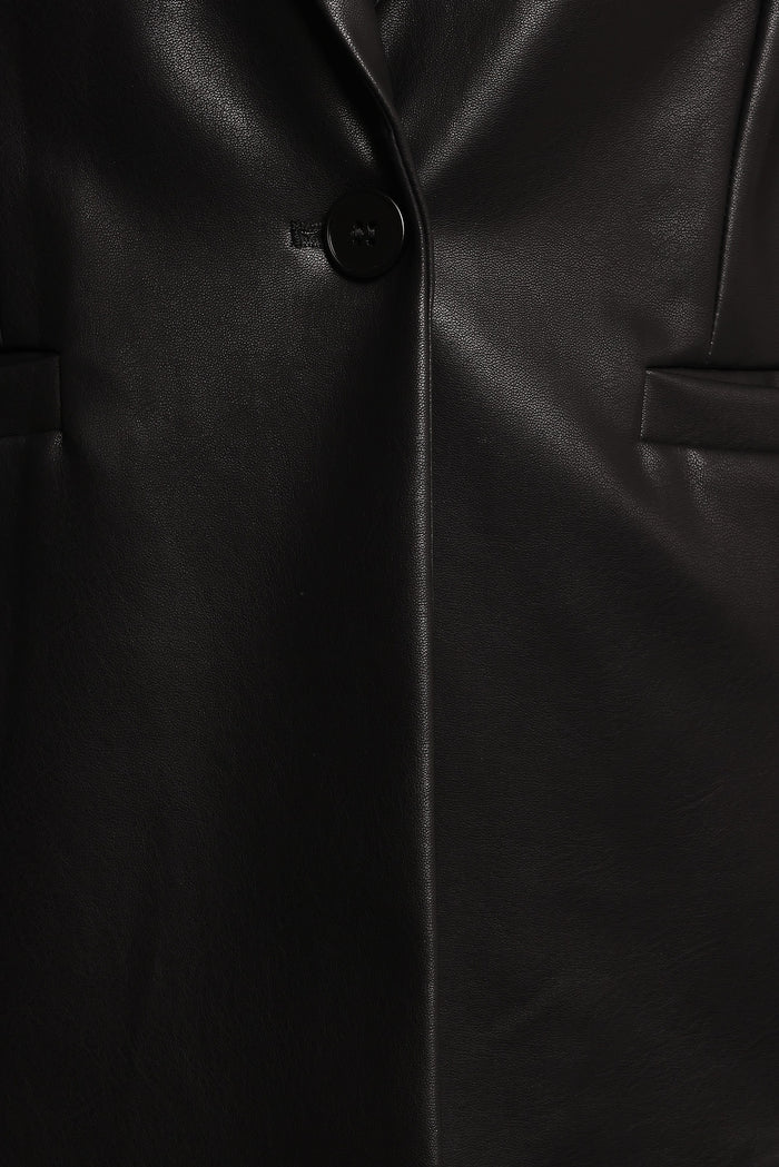 Petal and Pup USA OUTERWEAR Jamie Faux Leather Blazer - Black