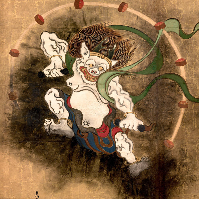 Japanese Thunder God Raijin | Classic Shinto Mythology and Japan Framed Art Print