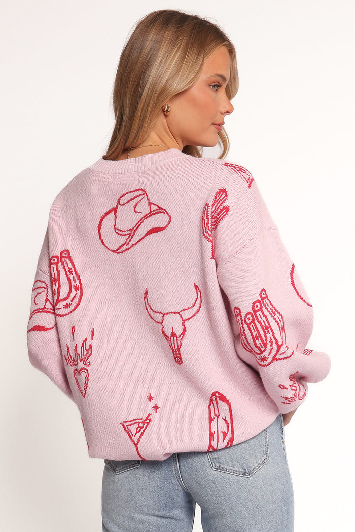 Petal and Pup USA KNITWEAR Jax Western Knit Sweater - Pink