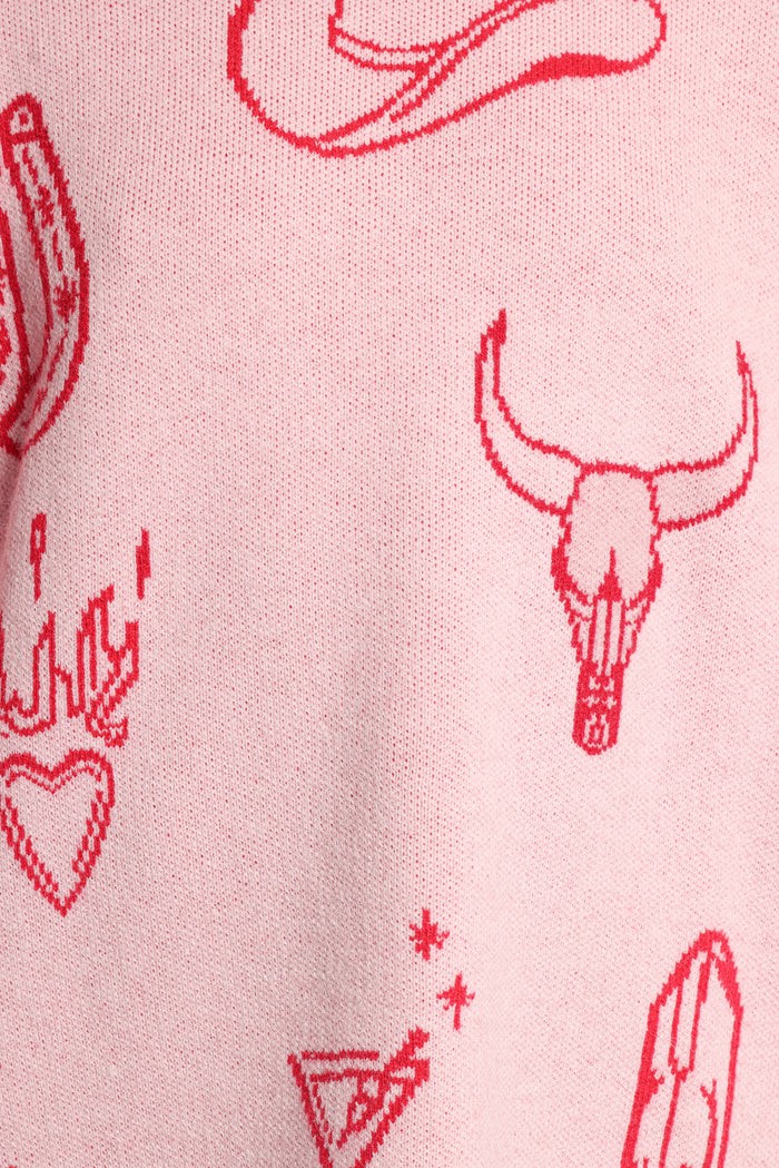 Petal and Pup USA KNITWEAR Jax Western Knit Sweater - Pink