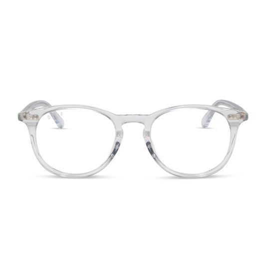 diff eyewear featuring the jaxson square prescription glasses with a clear crystal frame front view