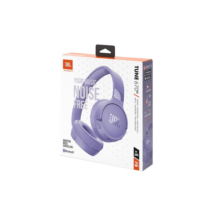 JBL Tune 670NC Adaptive Noise Cancelling On-Ear Wireless Headphones - Purple | JBLT670NCPUR