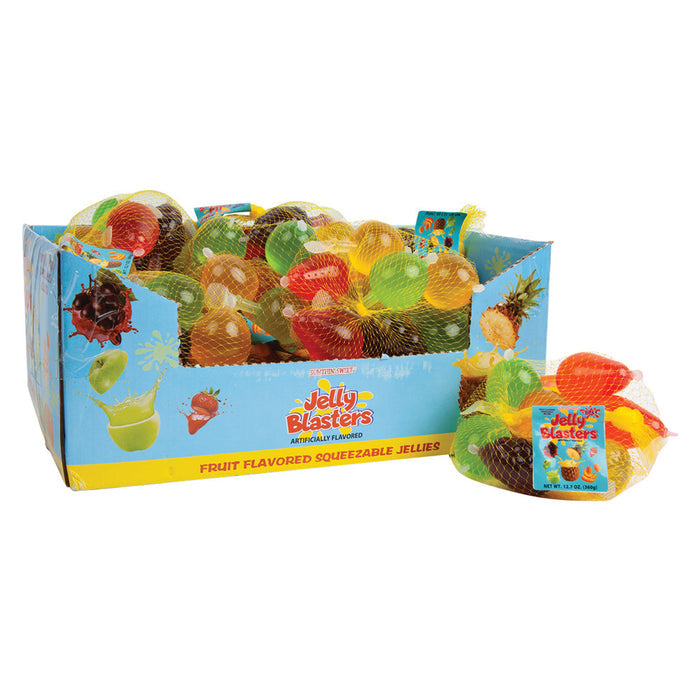 Jelly Blasters Squeezable Fruit Jelly Candy 9 Piece Mesh Bags - 12 Count