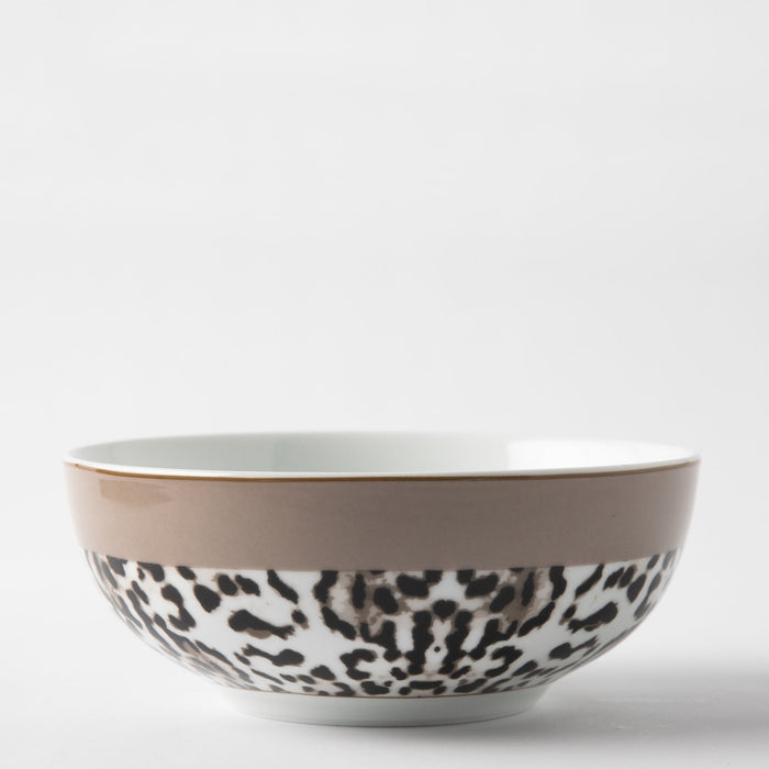 Jenna Clifford Leopard 22.5cm Salad Bowl - White & Brown
