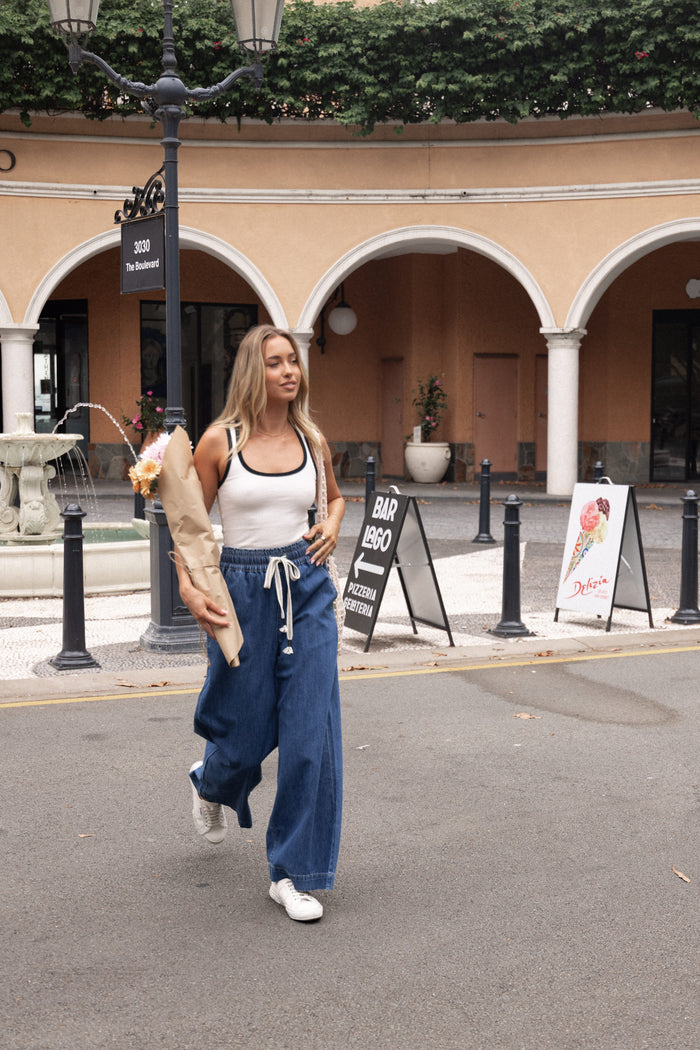 Petal and Pup USA BOTTOMS Jenni Wide Leg Pant - Denim