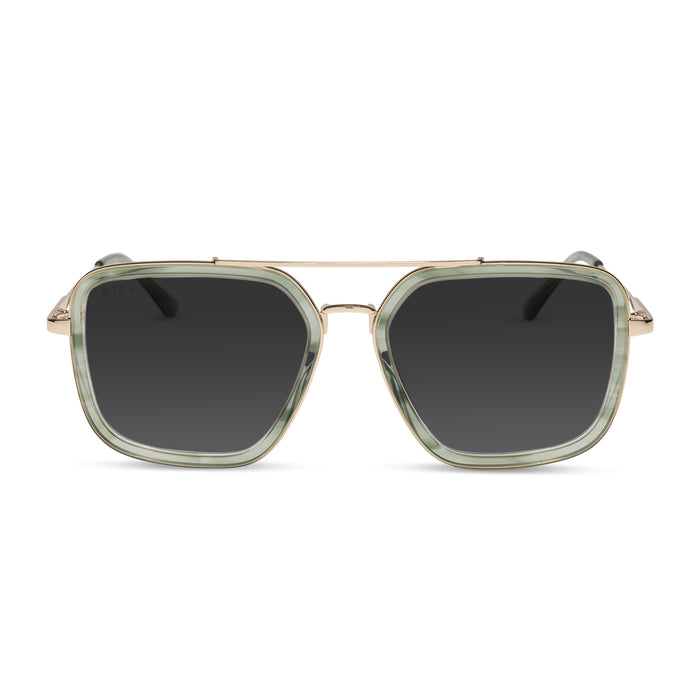diff eyewear featuring the jordan navigator prescription sunglasses with a match and gold frame front view
