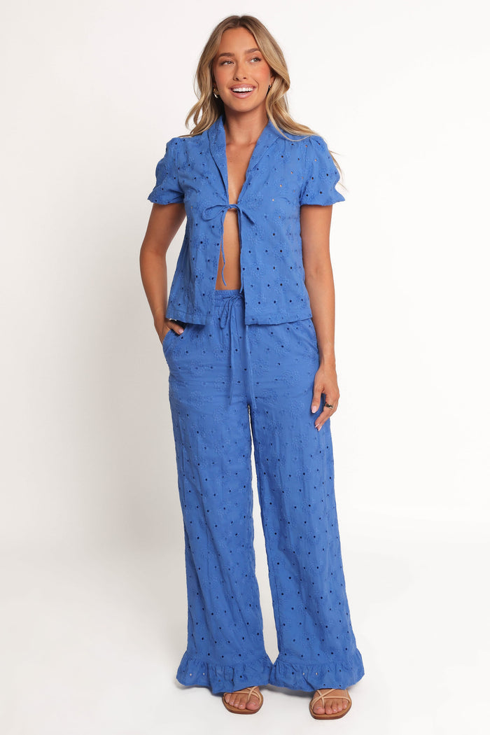 Petal and Pup USA BOTTOMS Katya Embroidered Pants - Cobalt (Hold for Amazon)