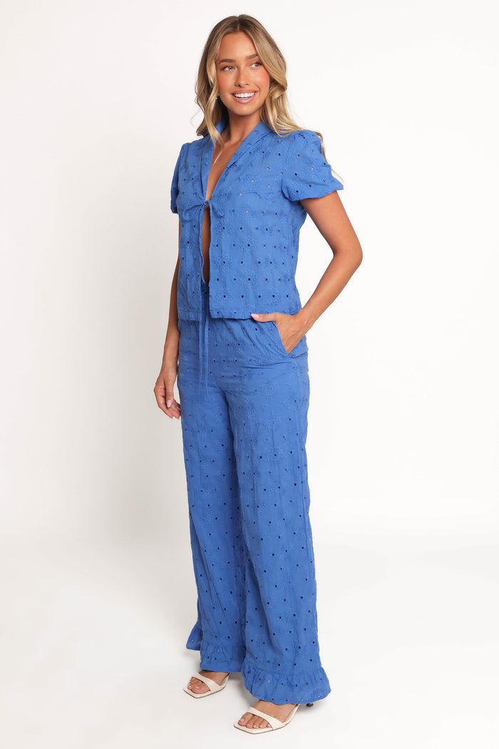 Petal and Pup USA BOTTOMS Katya Embroidered Pants - Cobalt (Hold for Amazon)