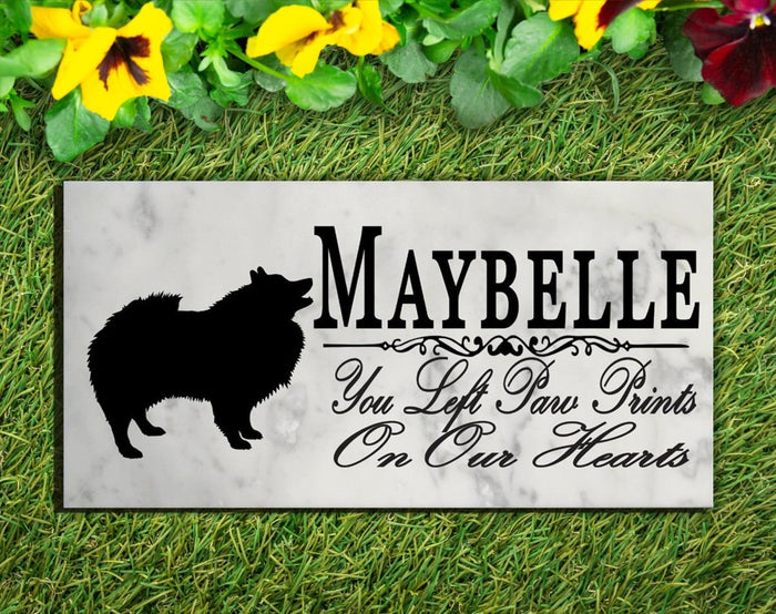 Keeshond stone memorial plaque