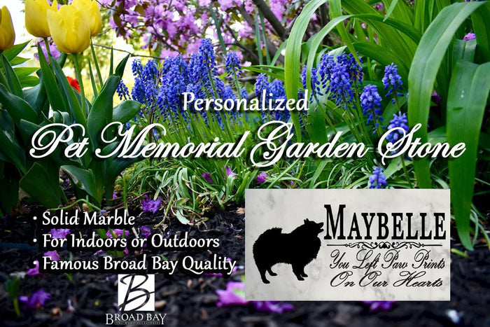 Keeshond Memorial Stone Personalized Garden Rock Grave Marker Outdoor or Indoor - Broad Bay Personalized Gifts Shipped Fast