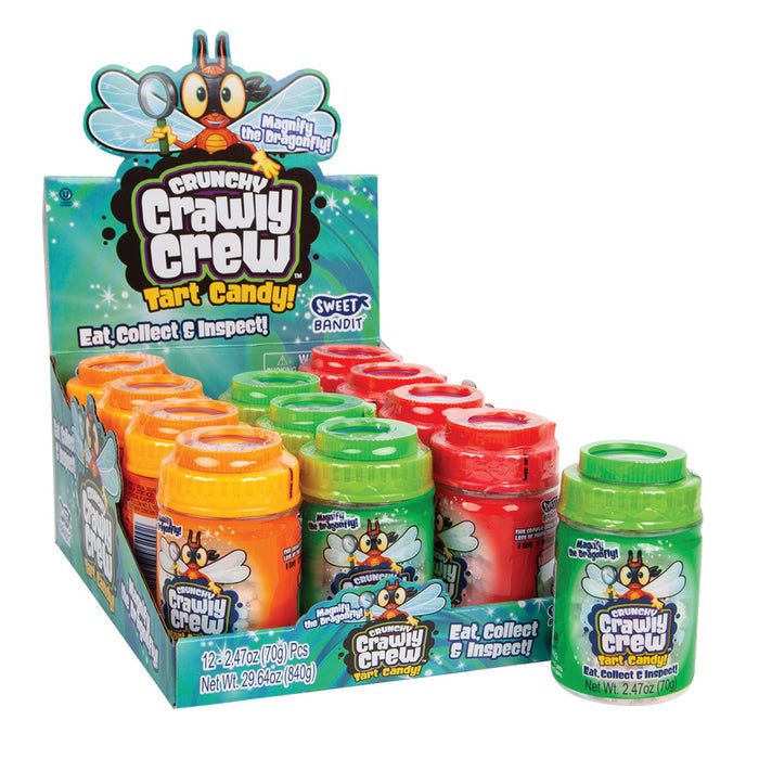 Kidsmania Crunchy Crawly Crew Tart Candy with Magnifying Glass Jars - 12 Count