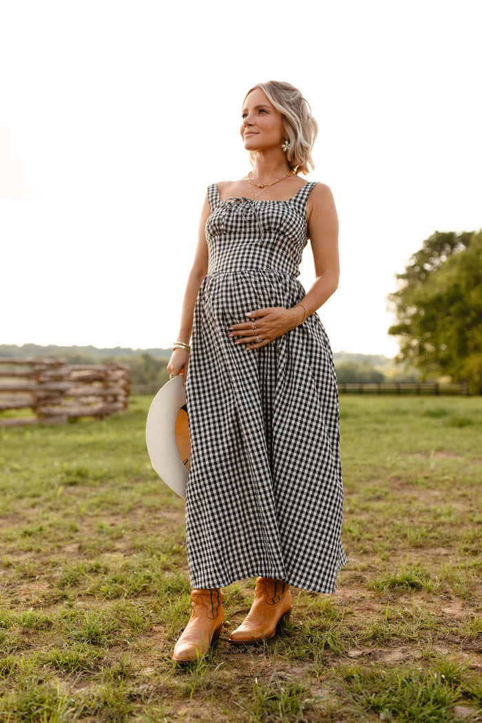 Petal and Pup USA DRESSES Kinslee Midi Dress - Black Gingham (Hold for Rack)