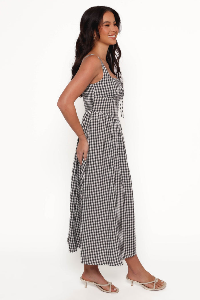 Petal and Pup USA DRESSES Kinslee Midi Dress - Black Gingham (Hold for Rack)
