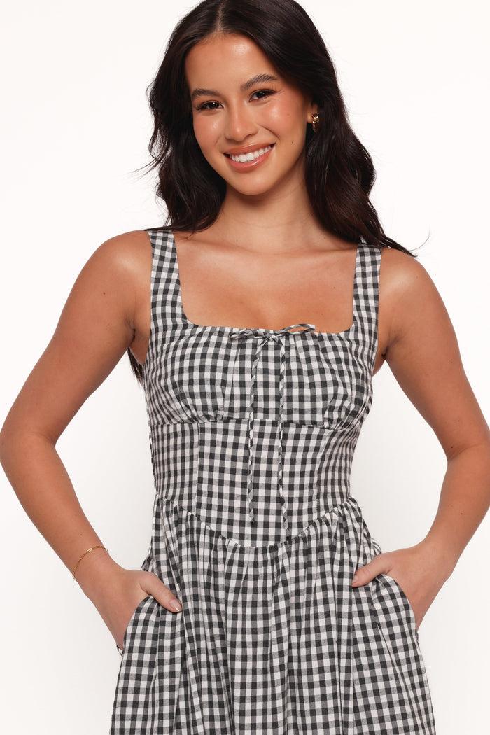 Petal and Pup USA DRESSES Kinslee Midi Dress - Black Gingham (Hold for Rack)