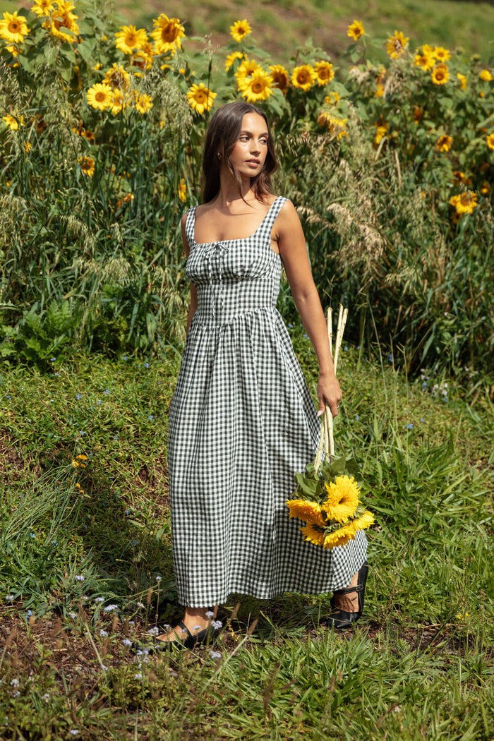 Petal and Pup USA DRESSES Kinslee Midi Dress - Black Gingham (Hold for Rack)