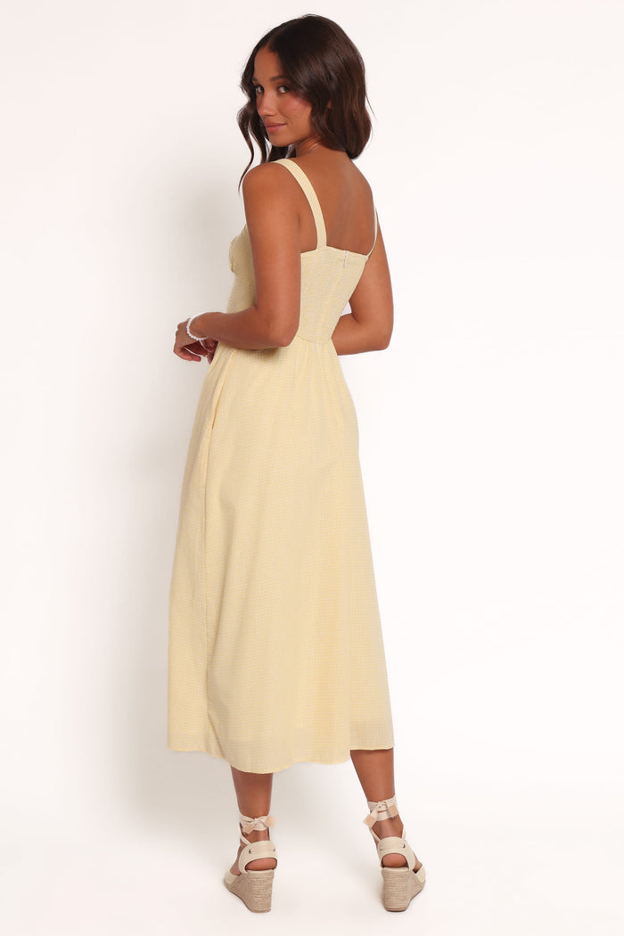Petal and Pup USA DRESSES Kinslee Midi Dress - Yellow Gingham