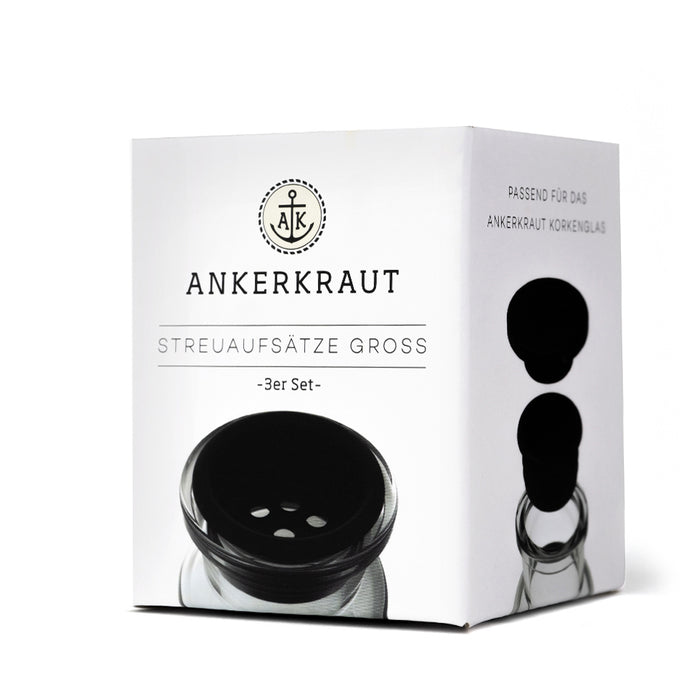 Korkenglas Streuaufsatz, 3er-Set große Lochgröße