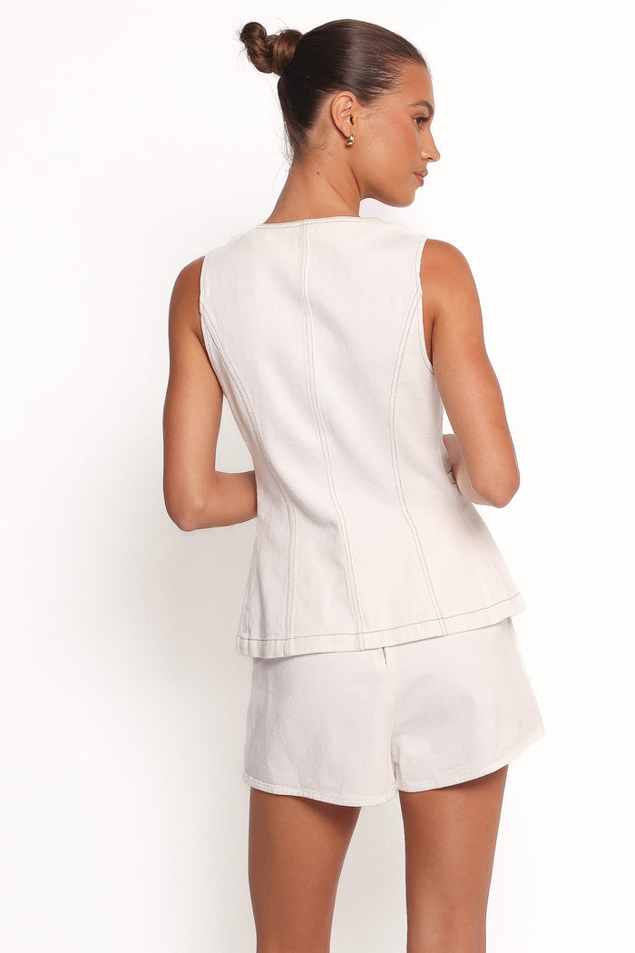 Petal and Pup USA TOPS Kristy Denim Vest - White
