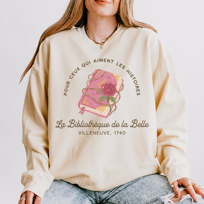 La Bibliotheque de la Belle Fleece Crewneck Sweatshirt