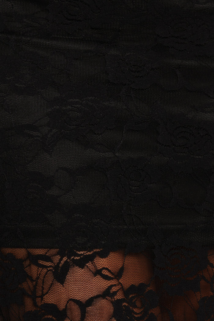 Petal and Pup USA BOTTOMS Laken Sheer Lace Maxi Skirt - Black