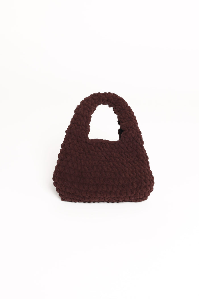 Petal and Pup USA ACCESSORIES Lani Knitted Handbag - Chocolate One Size