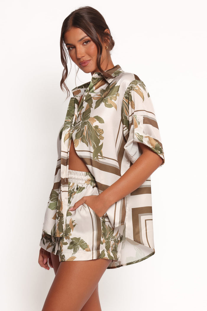 Petal and Pup USA TOPS Lara Shirt - Olive Print (Hold for Amazon)