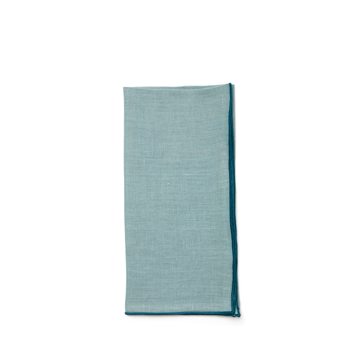 Madre Linen Large Napkin In Turquoise and Blue Trim