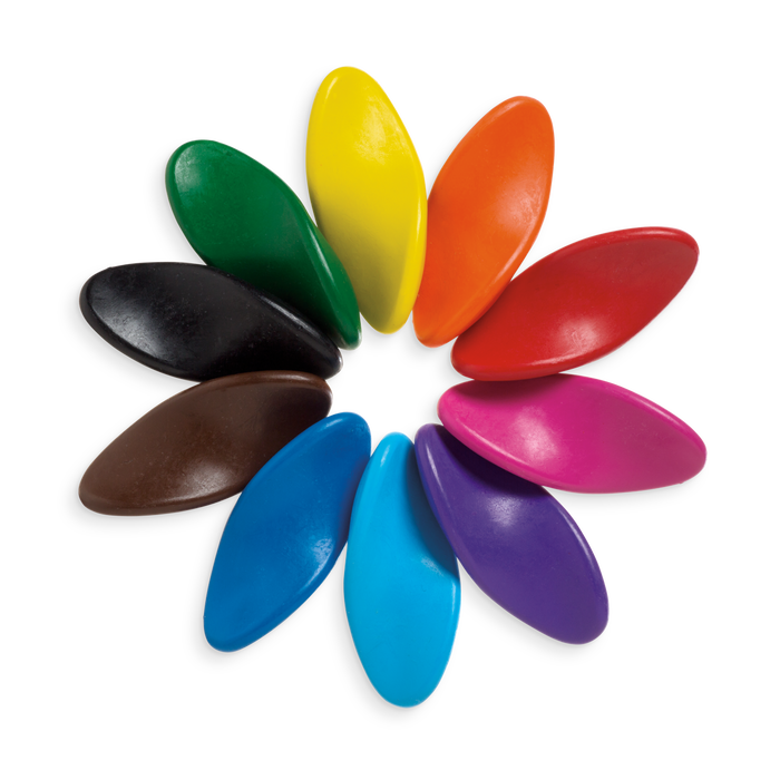 Left Right ergonomic crayons in a circular pattern