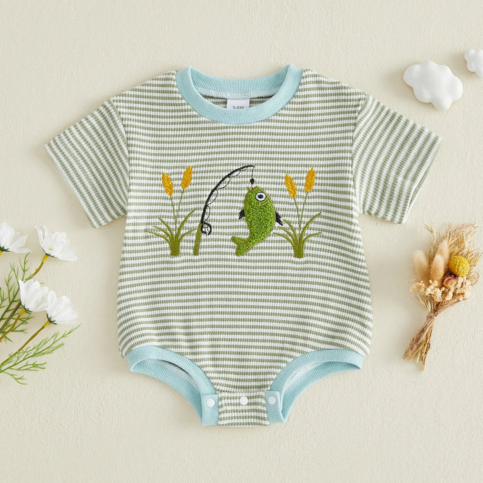 LET'S GO FISHING Striped Onesie