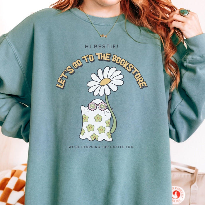 Let's Go to the Bookstore Heavyweight Long Sleeve Shirt - The Bean Workshop - book lovers, bookaholic, halloween, long sleeve shirt