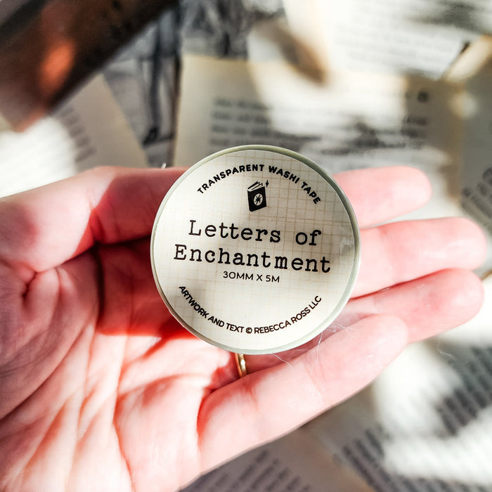 Letters of Enchantment Washi Tape | Divine Rivals Rebecca Ross Gift - The Bean Workshop - book lover gift, bookish gift, bookish washi tape, Divine Rivals, Divine Rivals merch, fantasy romance, Iris and Roman, journaling supplies, Letters of Enchantment, planner supplies, Rebecca Ross, Rebecca Ross merch, Ruthless Vows, scrapbooking, washi tape