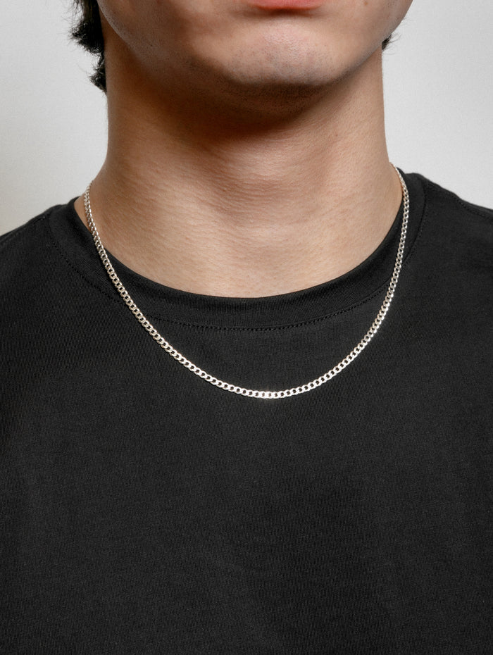 Wolf Circus Unisex Men's Curb Chain Necklace Sterling Silver Diamond Cut | Liam Necklace in Sterling Silver-Necklaces-wolfcircus.com