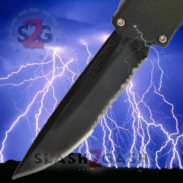 Lightning OTF Dual Action Camo Automatic Knife - Tactical Serrated Edge Camouflage