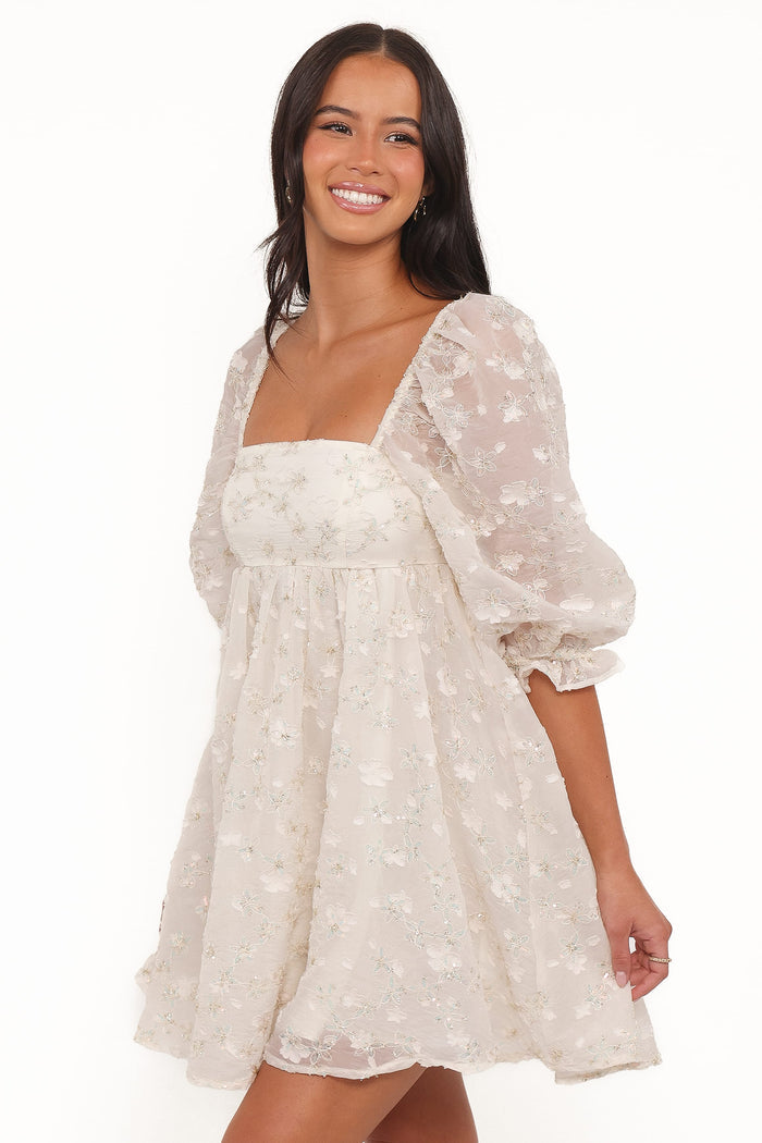 Petal and Pup USA DRESSES Lillan Mini Dress - Ivory Sequin