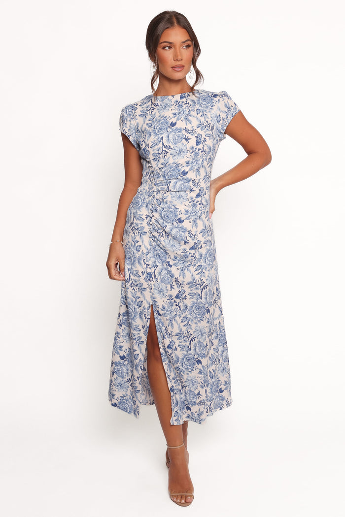 Petal and Pup USA DRESSES Lisbeth Midi Dress - Blue Floral
